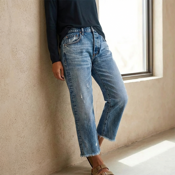 Retro Cropped Straight Leg Jeans