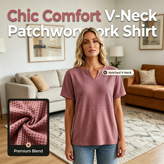 Everyday Patchwork V-Neck Top