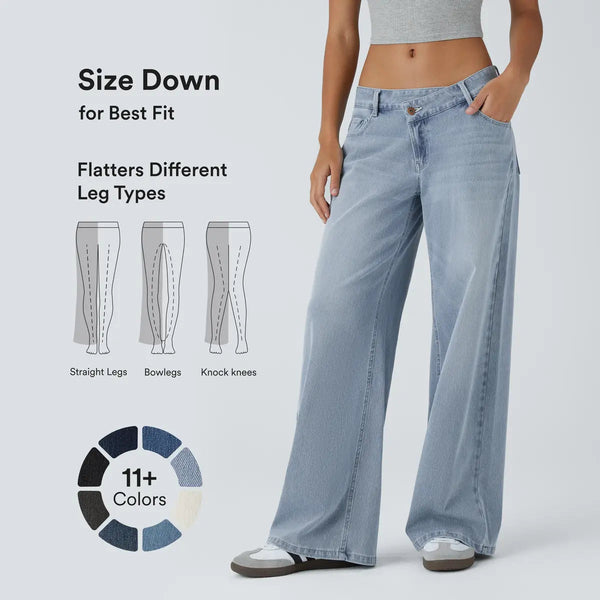 Asymmetric Wide-Leg Denim